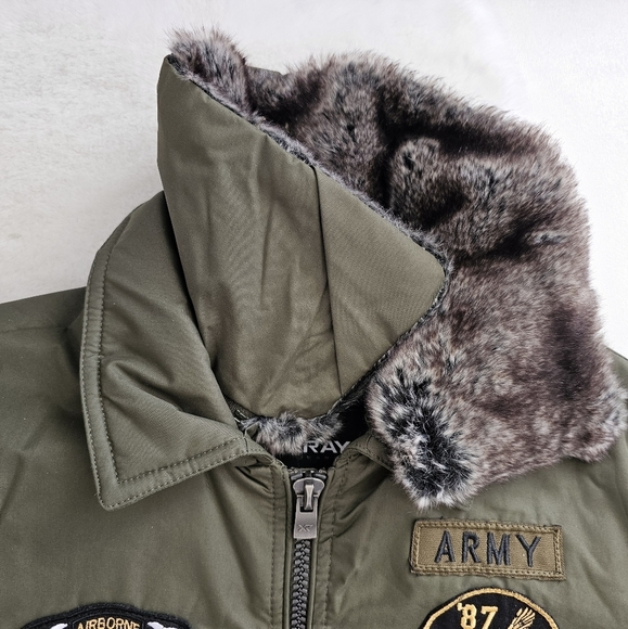 X-Ray Men's Slim Fit Flight Jacket with Removable Faux Fur Collar - Picture 8 of 12